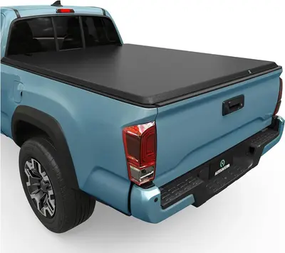 Soft Roll Up Truck Bed Tonneau Cover Compatible with 2016-2023 Toyota Tacoma (Excl. Trail Edition) 5ft Bed with Deck Rail Sys...
