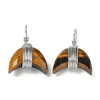 Natural Tiger Eye Copper Wire Wrapped Pendants