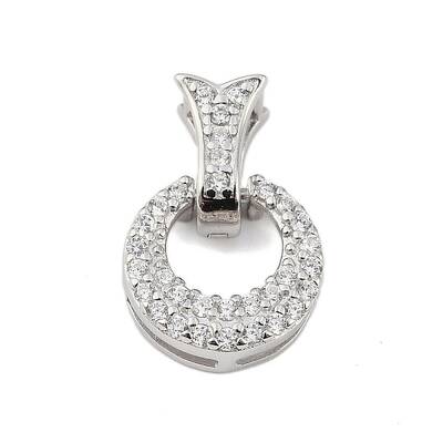 925 Sterling Silver Micro Pave Clear Cubic Zirconia Fold Over Clasps
