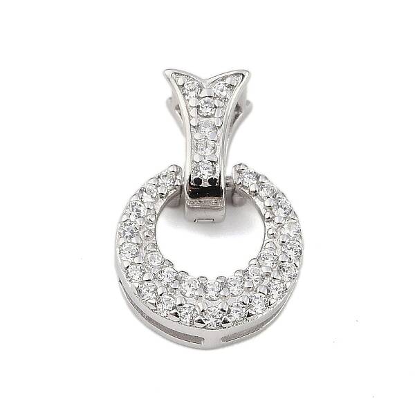 925 Sterling Silver Micro Pave Clear Cubic Zirconia Fold Over Clasps