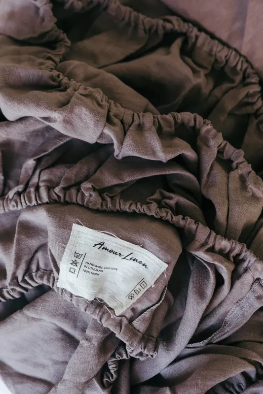 Linen fitted sheet in Dusty Lavender | Size: EU Super King