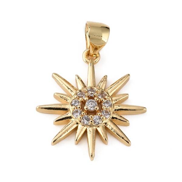 Brass Micro Pave Clear Cubic Zirconia Pendants