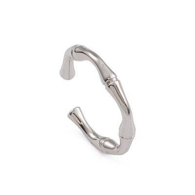 Non-Tarnish 304 Stainless Steel Bamboo Joint Open Cuff Rings for Women