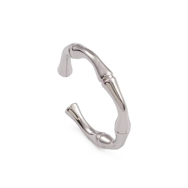 Non-Tarnish 304 Stainless Steel Bamboo Joint Open Cuff Rings for Women