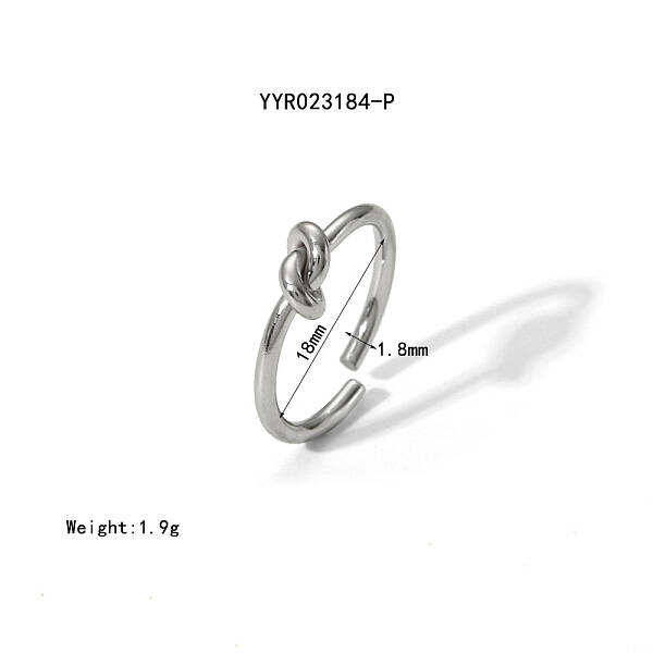 Minimalist Stainless Steel Knot Open Cuff Rings