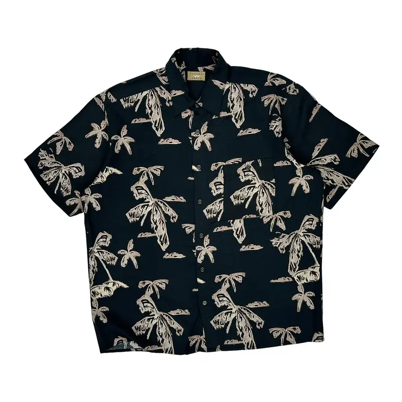 Natural Issue Hawaiian Shirt - 2XL Black Cotton