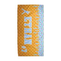 Personalized lce Cream Drip Baseball BeachTowel 31in x 71in Lightweight Soft ReusablePolyester Coastal Towel Gift Blue