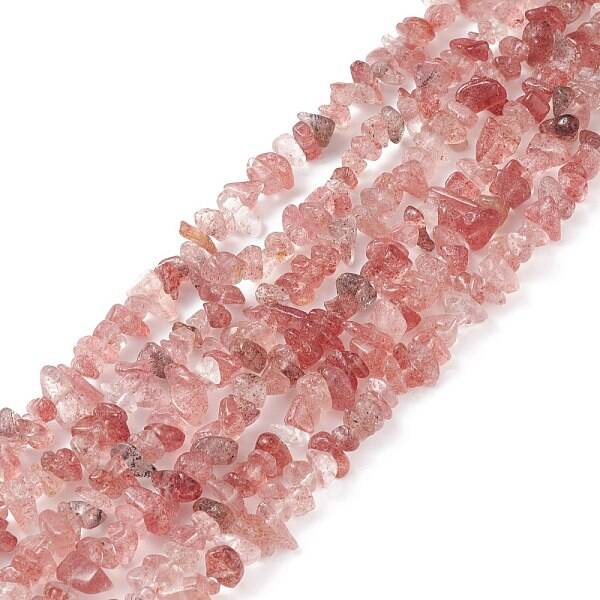 Natural Strawberry Quartz Chip Bead Strands