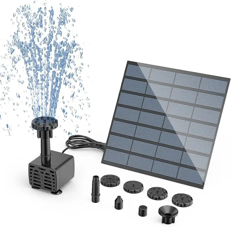 AISITIN 1.5W DIY Solar Water Pump Kit for Water Feature Outdoor, Solar Powered Water Fountain Pump with 6 Nozzles for Bird Ba...