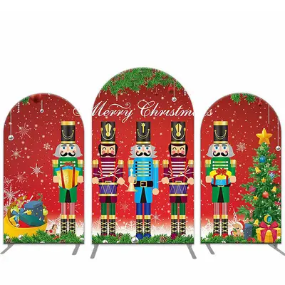 Red Puppet Gift Merry Christmas Arch Backdrop Kit - Aperturee