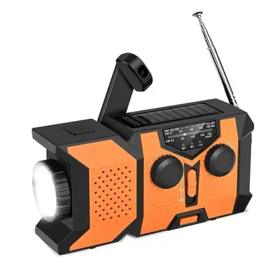 Solar Powered Emergency CB Radio, Multifunctional Crank Type Audio Radio with Solar Power Bank Function, Hand Crank Self Powe...