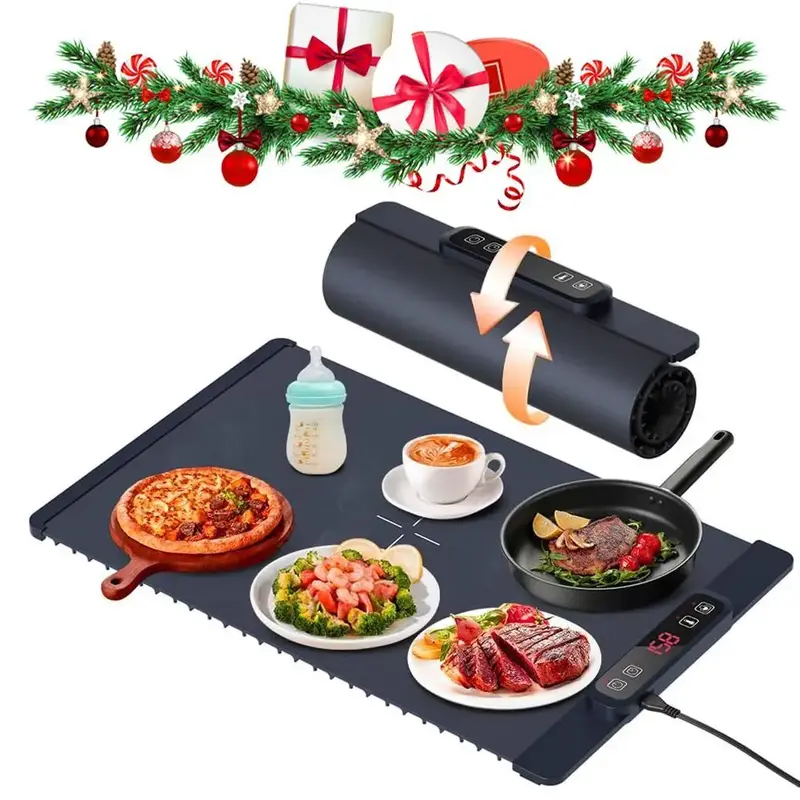 Electric Warming Tray, Foldable Electric Warming Tray with Adjustable Temperature, Food Heater for Parties, Household Kitchen...