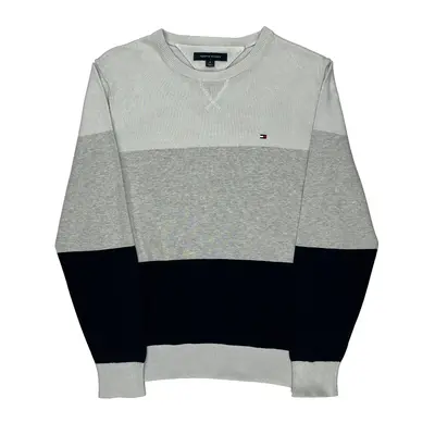 Tommy Hilfiger Striped Jumper - Medium Grey Cotton