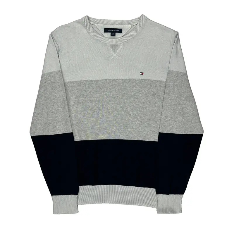 Tommy Hilfiger Striped Jumper - Medium Grey Cotton