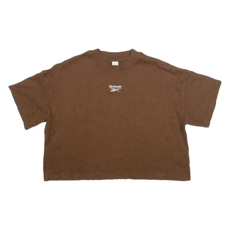 REEBOK Cropped Womens T-Shirt Brown L
