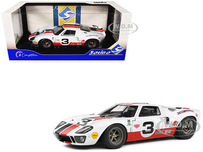 Ford GT40 MK1 #3 Eric Dean Design White with Red and Black Stripes Competition Series 1/18 Diecast Model Car by Solido
