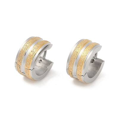 Gold Flash Sand 304 Stainless Steel Hoop Earrings