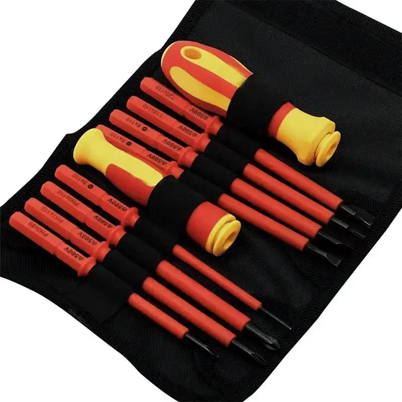 Multifunctional Screwdriver Set, 10pcs/set Portable Handheld Screwdrivers with Storage Bag, Practical Hand Tools for Repairi...