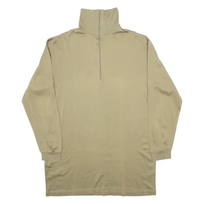 TEXTILES VERTRAUEN Mens T-Shirt Brown Long Sleeve 1/4 Zip M
