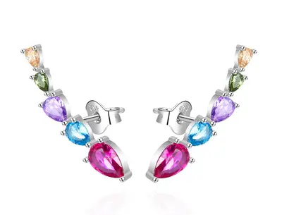 Agato AGT-E133PC Colorful Zirconia Silver Long Earrings