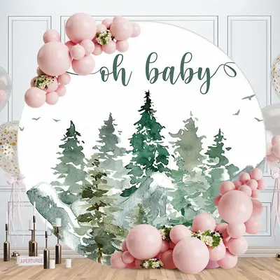 Aperturee Circle Oh Baby Forest Gender Reveal Backdrop