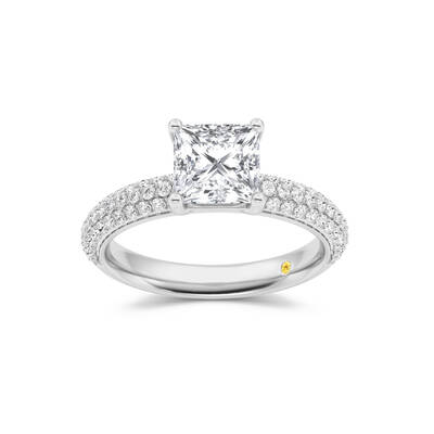 Delos Triple Row Pavé Set Princess Cut Lab Grown Diamond Engagement Ring | 10K White Gold 3 3/4 CT. TW.