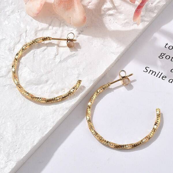 304 Stainless Steel C-Shaped Stud Earrings