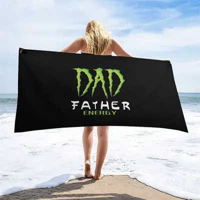 Black Green Dad Father Energy Custom Beach Towel - Aperturee