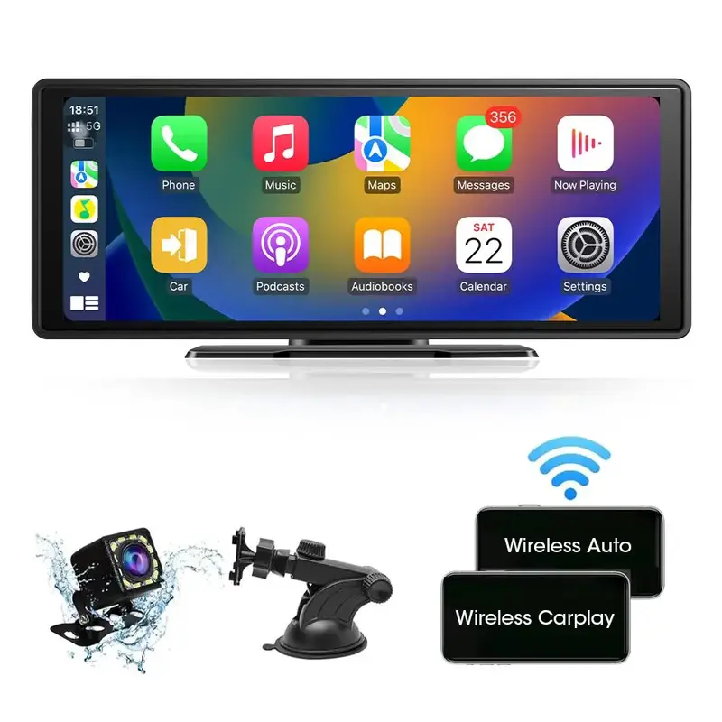 10.26 Inch HD Touch Screen Car Video Player, Car Stereo with Rear View Camera, Portable Car Radio with Phone Mirroring, Car A...
