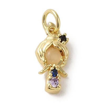Brass Micro Pave Colorful Cubic Zirconia Glass Pendants