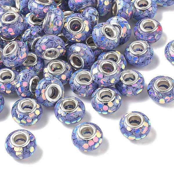 Transparent Resin Rondelle European Beads