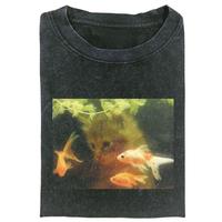 [Flashsale up to 70%]Wacky cat t shirt  Retro Funny Vintage Graphic Tee, Cats and Fish Menswear Womenswear Streetwear Cotton ...