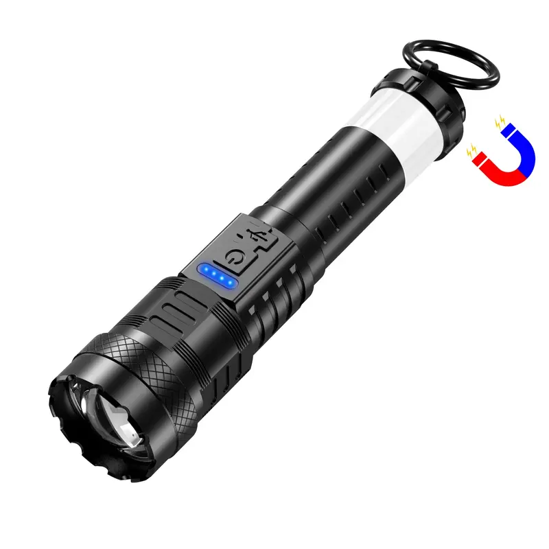 Flashlight Strong Light, 3000 Lumens, Strong Magnetic Attraction, Laser Flashlight, USB Rechargeable, 8 Light Modes, Emergenc...