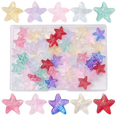 50Pcs 9 Colors Transparent Spray Painted Glass Beads