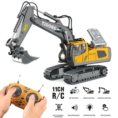 [Local Stock]RC Car 2.4G 1:20 11 Channels 9 Channels Alloy RC Excavator Dump Trucks Bulldozer Alloy Plastic Engineering Vehic...