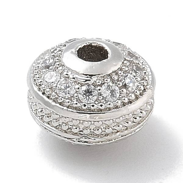 Rack Plating Brass Micro Pave Cubic Zirconia Beads
