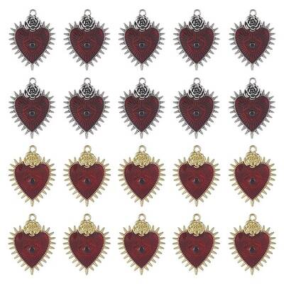 20Pcs 2 Colors Alloy Enamel Pendants