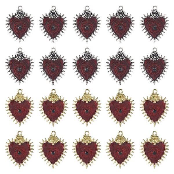 20Pcs 2 Colors Alloy Enamel Pendants