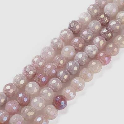 Round Natural Electroplated Strawberry Quartz Beads