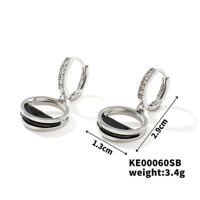 Fashionable Ring Brass Cubic Zirconia Hoop Earrings for Women