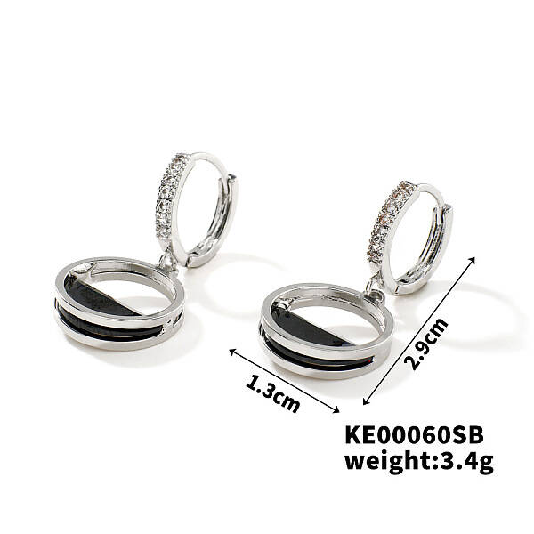 Fashionable Ring Brass Cubic Zirconia Hoop Earrings for Women