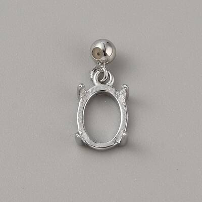 Rhodium Plated 925 Sterling Silver Pendant Cabochon Settings