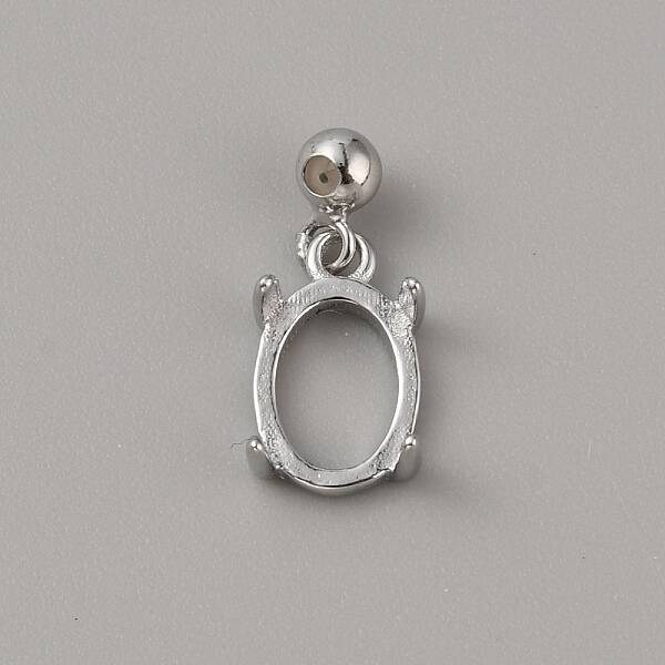 Rhodium Plated 925 Sterling Silver Pendant Cabochon Settings