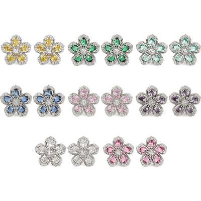 Cubic Zirconia Flower Stud Earrings