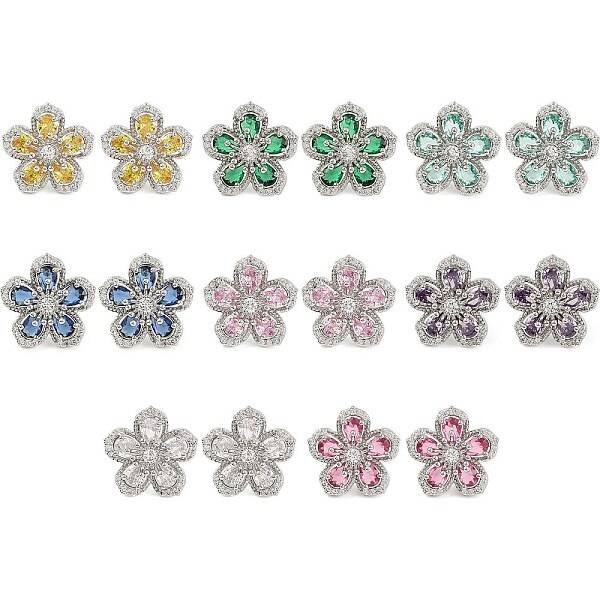 Cubic Zirconia Flower Stud Earrings