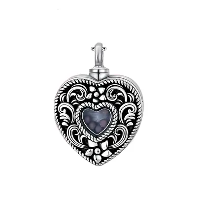 Sterling Silver Heart Flower Holds Mustard Seeds Urn Necklace for Ashes