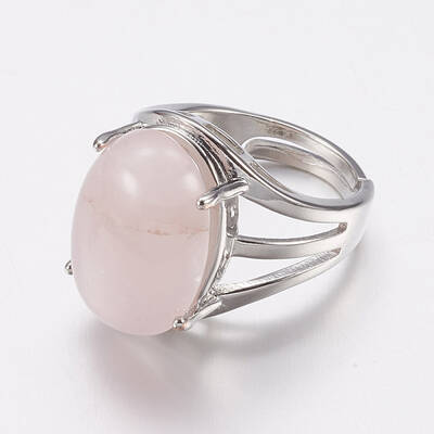 Natural Rose Quartz Wide Band Finger Rings