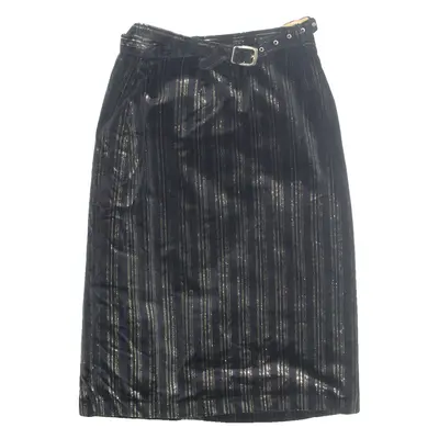 Belted Womens Straight Skirt Gold Midi Striped M