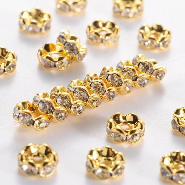 Brass Grade A Rhinestone Spacer Beads