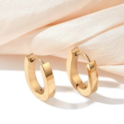 304 Stainless Steel Polishing Effect Hoop Earrings